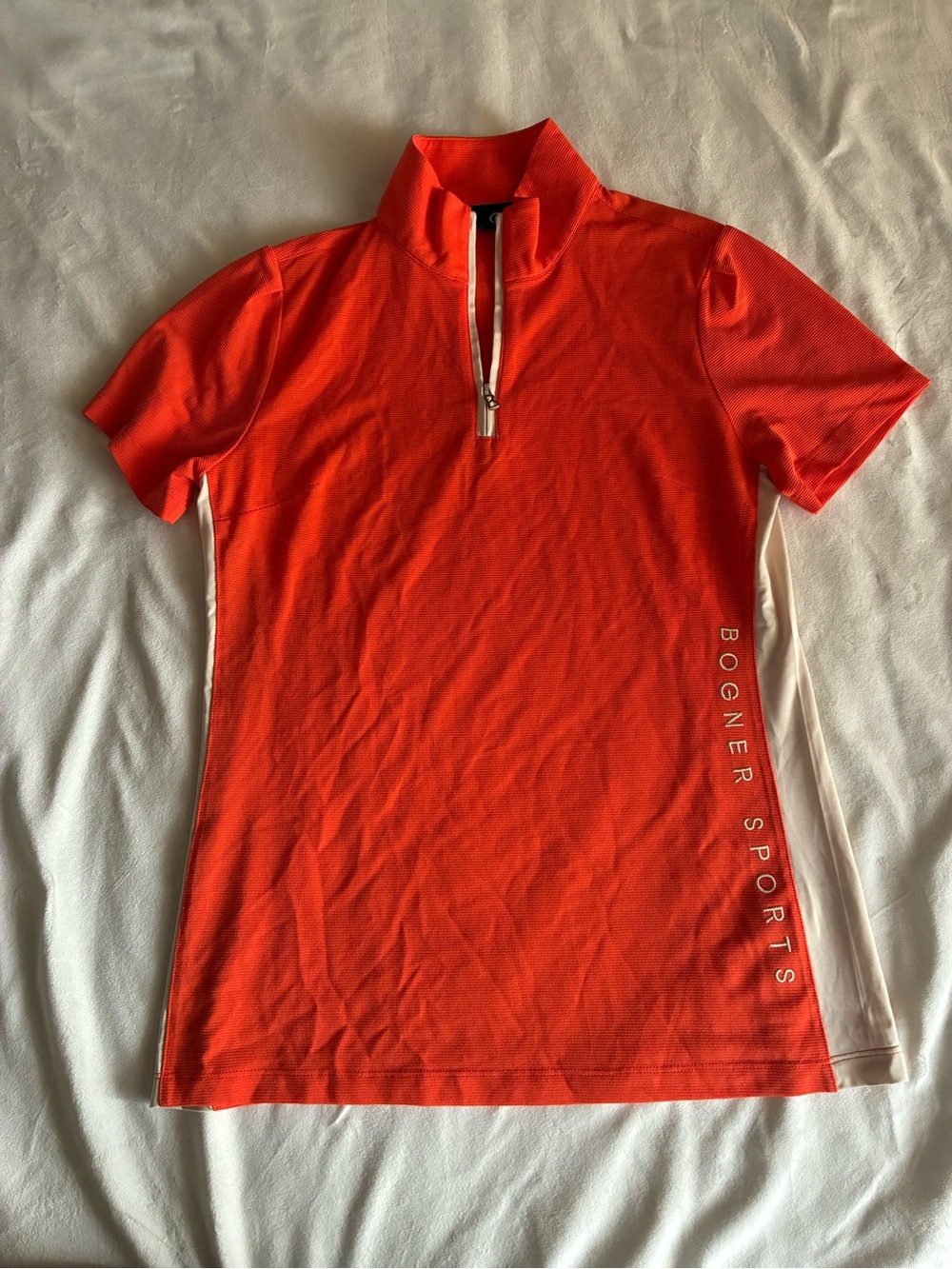 Bogner Sport Orange Quarter Zip Golf Performance Top Size 38
